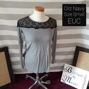 Small Black Lace Grey Side Slit Shirt